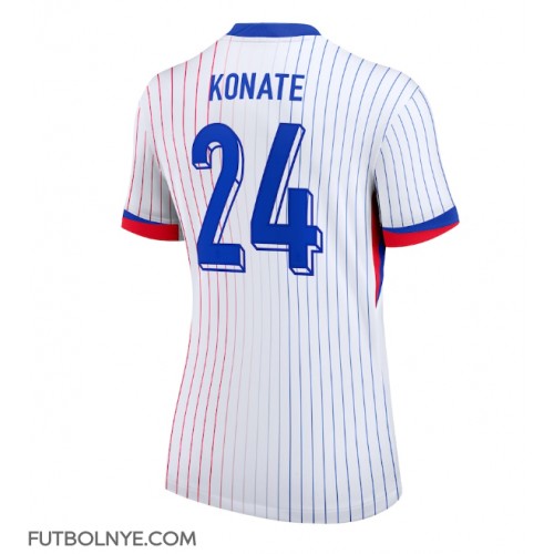 Camiseta Francia Ibrahima Konate #24 Visitante Equipación para mujer Eurocopa 2024 manga corta